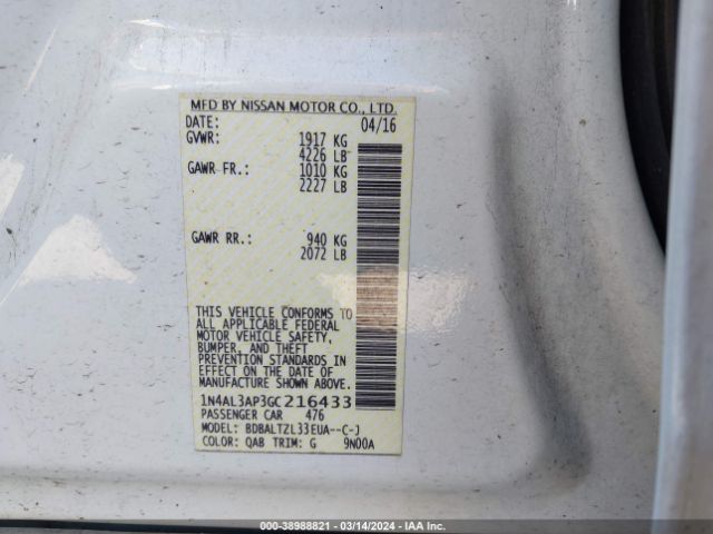 Photo 8 VIN: 1N4AL3AP3GC216433 - NISSAN ALTIMA 