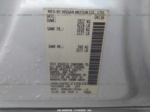 Photo 8 VIN: 1N4AL3AP3GC219638 - NISSAN ALTIMA 