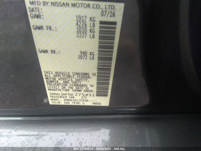 Photo 8 VIN: 1N4AL3AP3GC275451 - NISSAN ALTIMA 