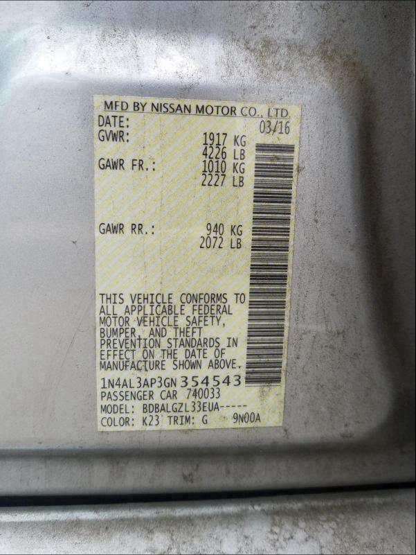 Photo 9 VIN: 1N4AL3AP3GN354543 - NISSAN ALTIMA 2.5 