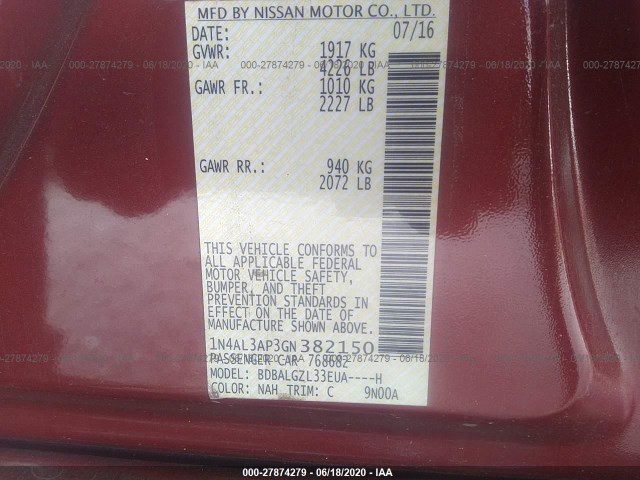 Photo 8 VIN: 1N4AL3AP3GN382150 - NISSAN ALTIMA 