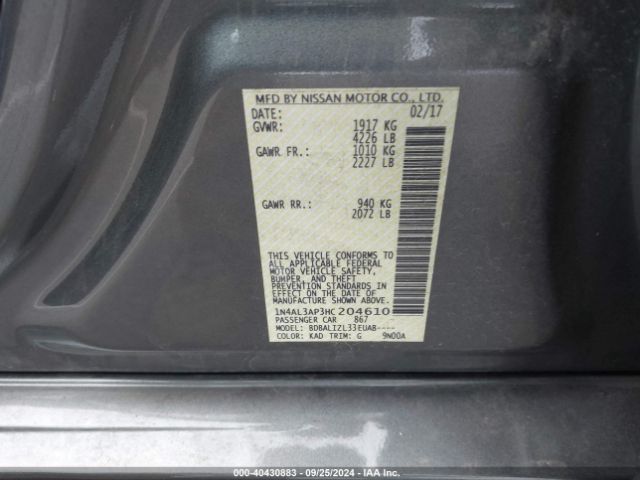 Photo 8 VIN: 1N4AL3AP3HC204610 - NISSAN ALTIMA 