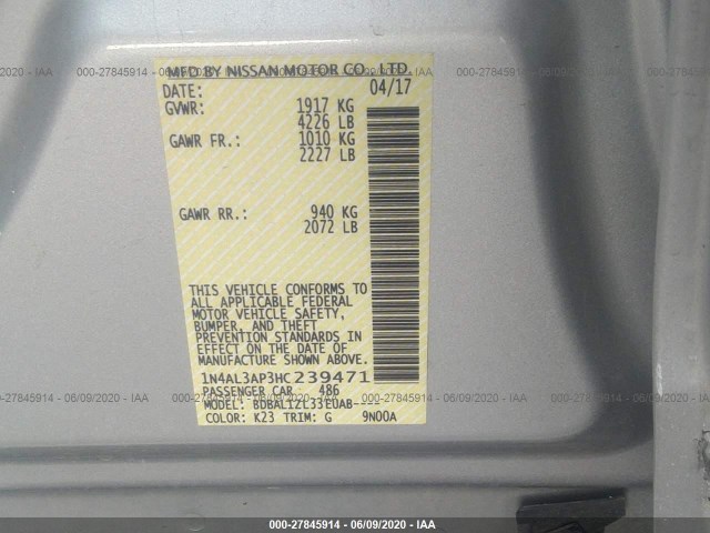 Photo 8 VIN: 1N4AL3AP3HC239471 - NISSAN ALTIMA 