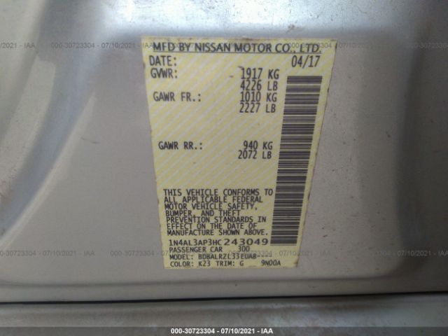 Photo 8 VIN: 1N4AL3AP3HC243049 - NISSAN ALTIMA 