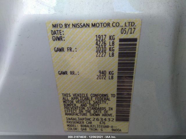 Photo 8 VIN: 1N4AL3AP3HC263432 - NISSAN ALTIMA 