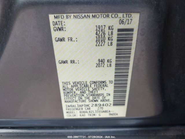 Photo 8 VIN: 1N4AL3AP3HC289402 - NISSAN ALTIMA 