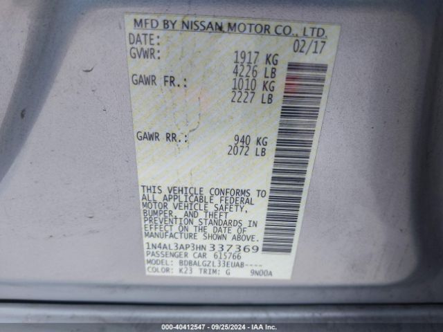 Photo 8 VIN: 1N4AL3AP3HN337369 - NISSAN ALTIMA 