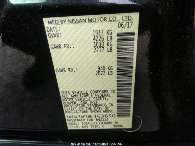 Photo 8 VIN: 1N4AL3AP3HN363650 - NISSAN ALTIMA 