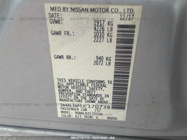 Photo 8 VIN: 1N4AL3AP3JC170738 - NISSAN ALTIMA 