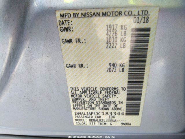 Photo 8 VIN: 1N4AL3AP3JC183344 - NISSAN ALTIMA 