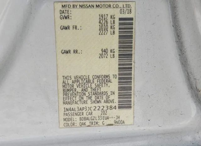 Photo 8 VIN: 1N4AL3AP3JC222384 - NISSAN ALTIMA 