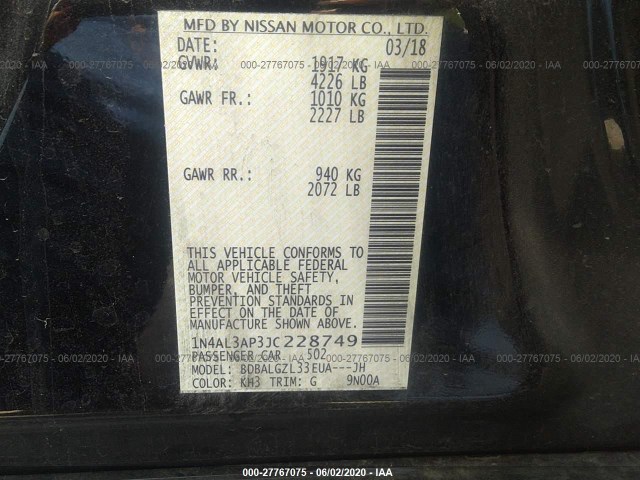 Photo 8 VIN: 1N4AL3AP3JC228749 - NISSAN ALTIMA 