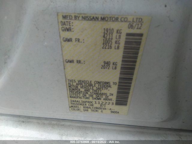 Photo 8 VIN: 1N4AL3AP4DC112223 - NISSAN ALTIMA 