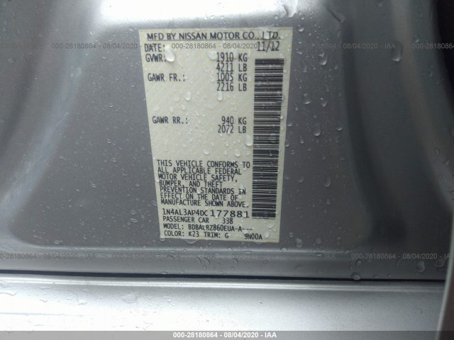 Photo 8 VIN: 1N4AL3AP4DC177881 - NISSAN ALTIMA 