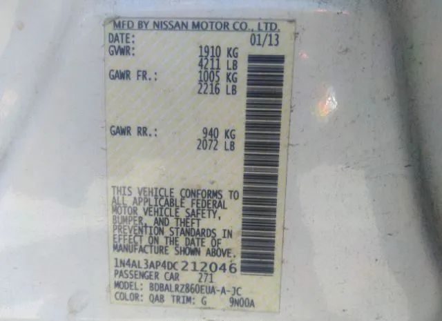 Photo 8 VIN: 1N4AL3AP4DC212046 - NISSAN ALTIMA 