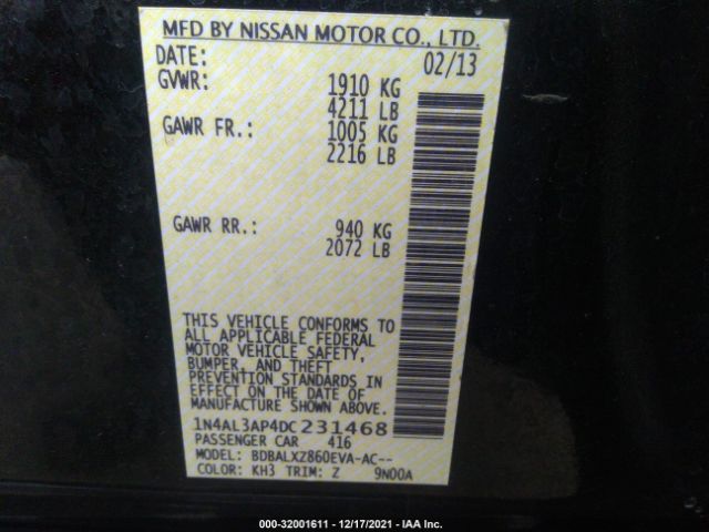 Photo 8 VIN: 1N4AL3AP4DC231468 - NISSAN ALTIMA 