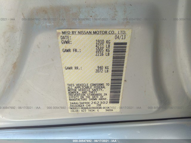 Photo 8 VIN: 1N4AL3AP4DC262302 - NISSAN ALTIMA 