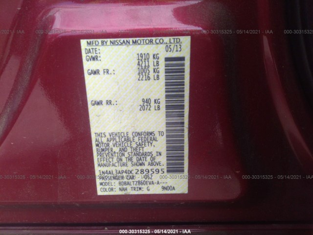 Photo 8 VIN: 1N4AL3AP4DC289595 - NISSAN ALTIMA 