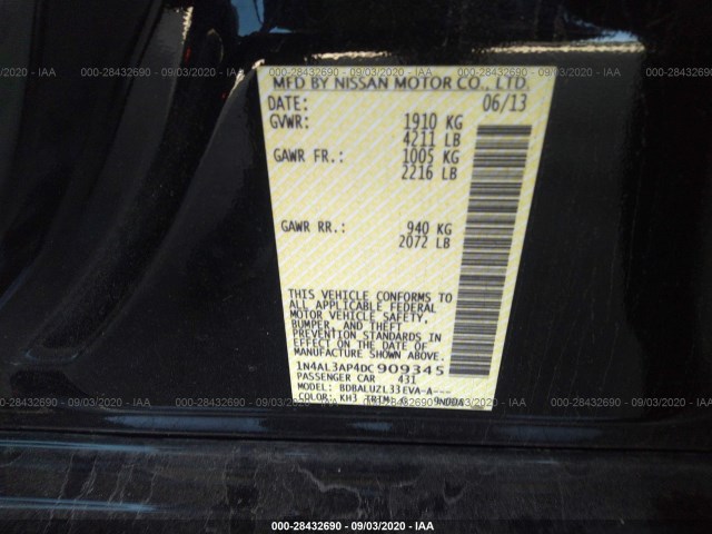 Photo 8 VIN: 1N4AL3AP4DC909345 - NISSAN ALTIMA 