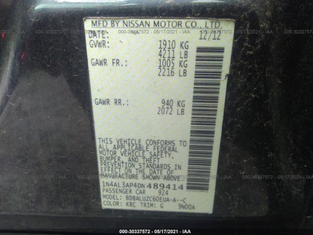 Photo 8 VIN: 1N4AL3AP4DN489414 - NISSAN ALTIMA 