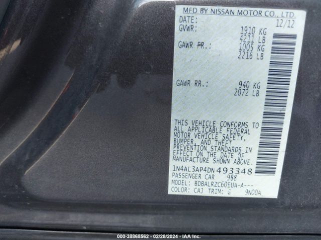 Photo 8 VIN: 1N4AL3AP4DN493348 - NISSAN ALTIMA 