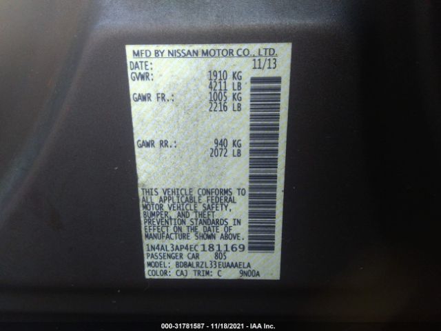 Photo 8 VIN: 1N4AL3AP4EC181169 - NISSAN ALTIMA 