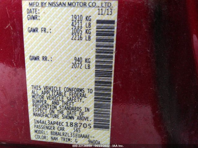 Photo 8 VIN: 1N4AL3AP4EC188705 - NISSAN ALTIMA 