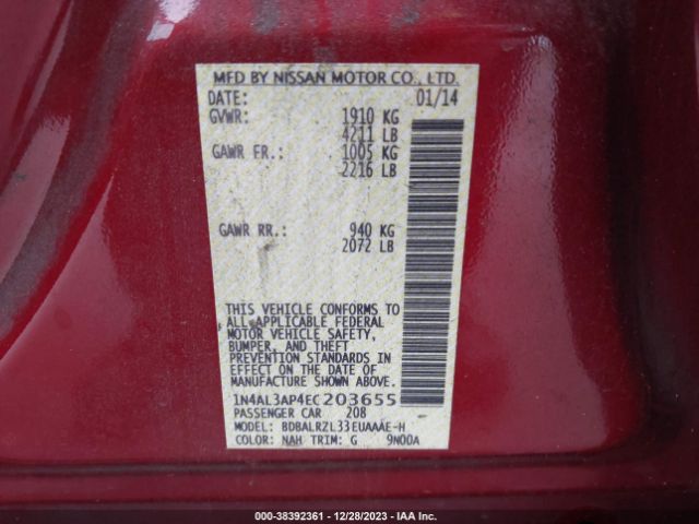 Photo 8 VIN: 1N4AL3AP4EC203655 - NISSAN ALTIMA 