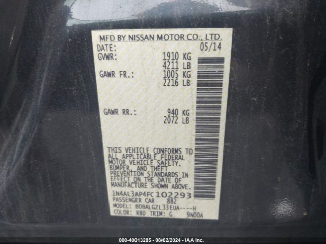 Photo 8 VIN: 1N4AL3AP4FC102293 - NISSAN ALTIMA 