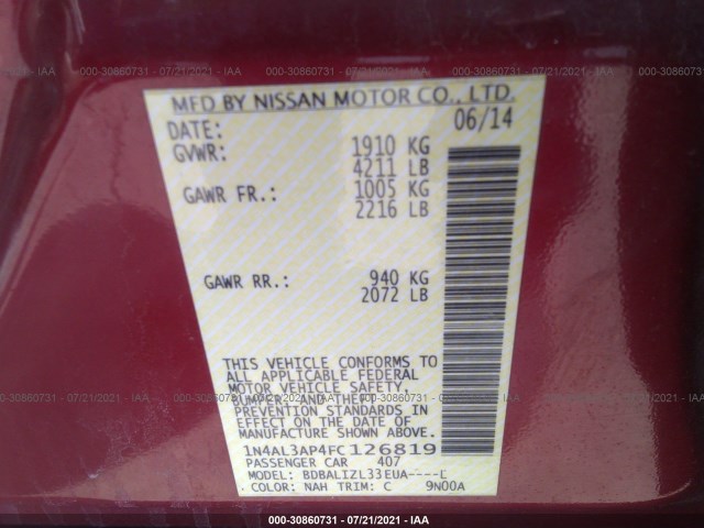 Photo 8 VIN: 1N4AL3AP4FC126819 - NISSAN ALTIMA 