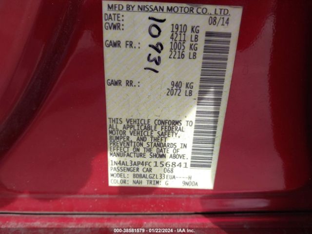 Photo 8 VIN: 1N4AL3AP4FC156841 - NISSAN ALTIMA 