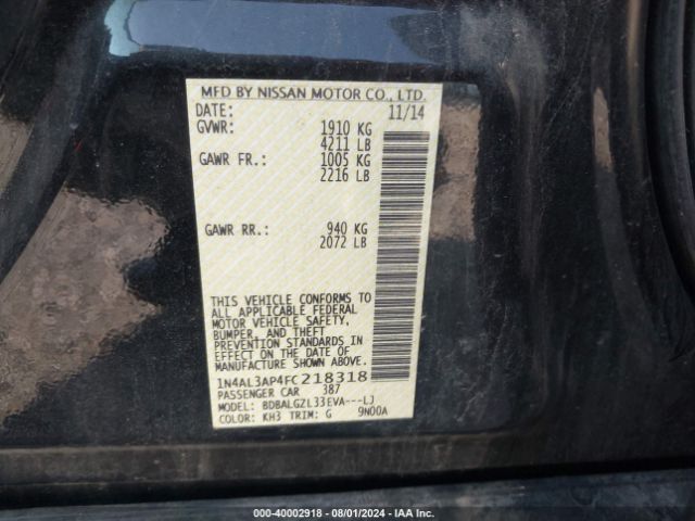 Photo 8 VIN: 1N4AL3AP4FC218318 - NISSAN ALTIMA 