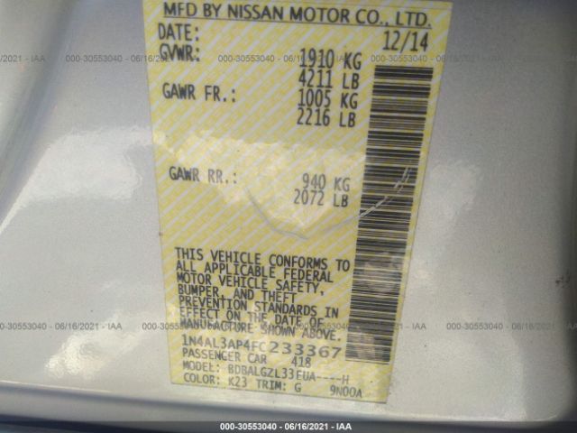 Photo 8 VIN: 1N4AL3AP4FC233367 - NISSAN ALTIMA 