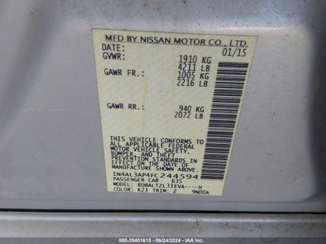 Photo 8 VIN: 1N4AL3AP4FC244594 - NISSAN ALTIMA 