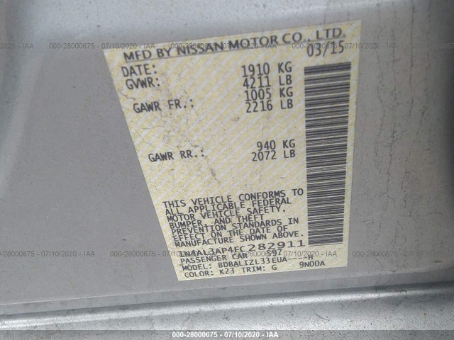 Photo 8 VIN: 1N4AL3AP4FC282911 - NISSAN ALTIMA 