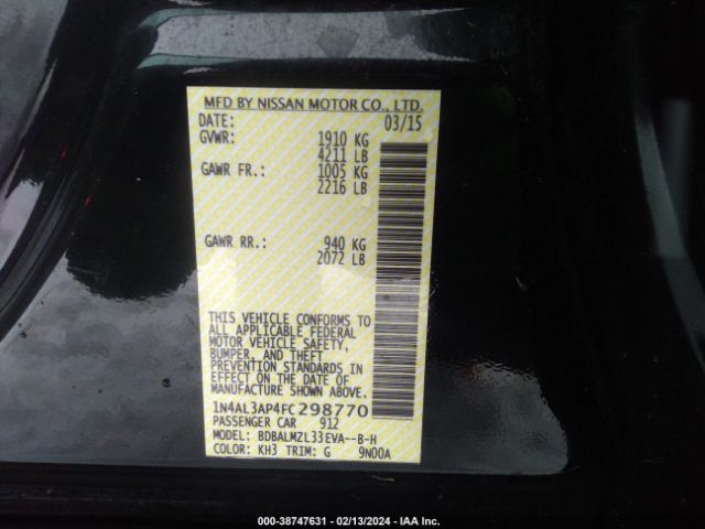 Photo 8 VIN: 1N4AL3AP4FC298770 - NISSAN ALTIMA 