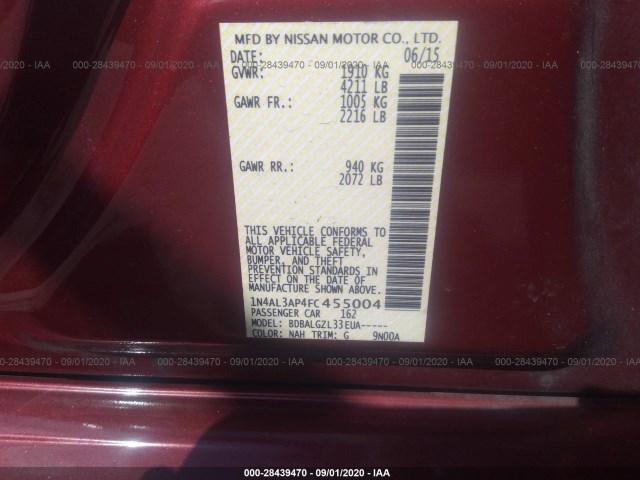 Photo 8 VIN: 1N4AL3AP4FC455004 - NISSAN ALTIMA 