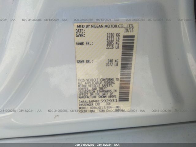 Photo 8 VIN: 1N4AL3AP4FC592931 - NISSAN ALTIMA 