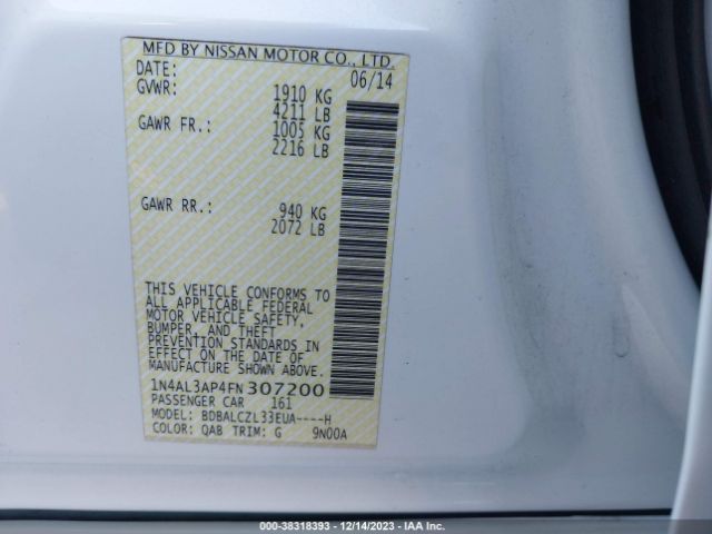 Photo 8 VIN: 1N4AL3AP4FN307200 - NISSAN ALTIMA 