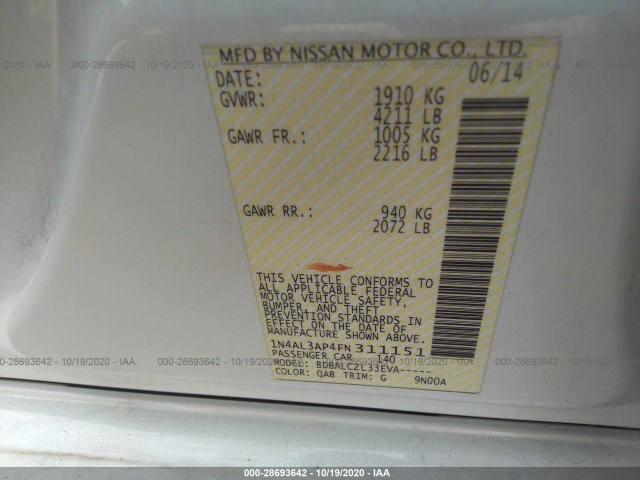 Photo 8 VIN: 1N4AL3AP4FN311151 - NISSAN ALTIMA 