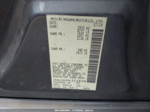 Photo 8 VIN: 1N4AL3AP4FN321839 - NISSAN ALTIMA 