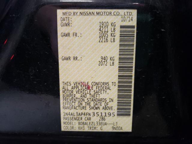 Photo 9 VIN: 1N4AL3AP4FN351195 - NISSAN ALTIMA S 