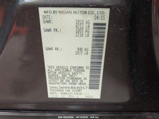 Photo 8 VIN: 1N4AL3AP4FN864057 - NISSAN ALTIMA 