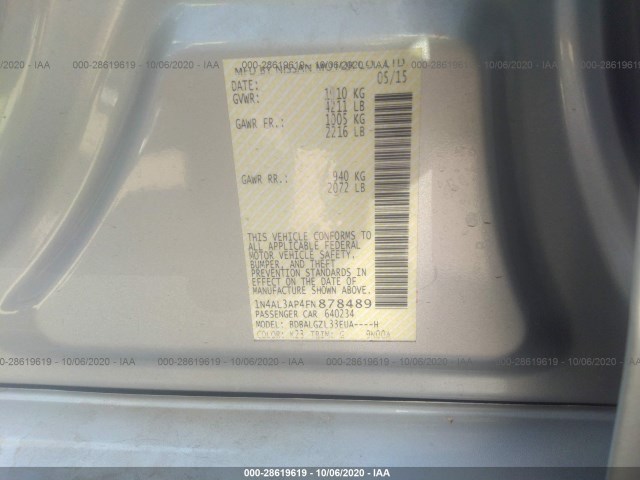 Photo 8 VIN: 1N4AL3AP4FN878489 - NISSAN ALTIMA 