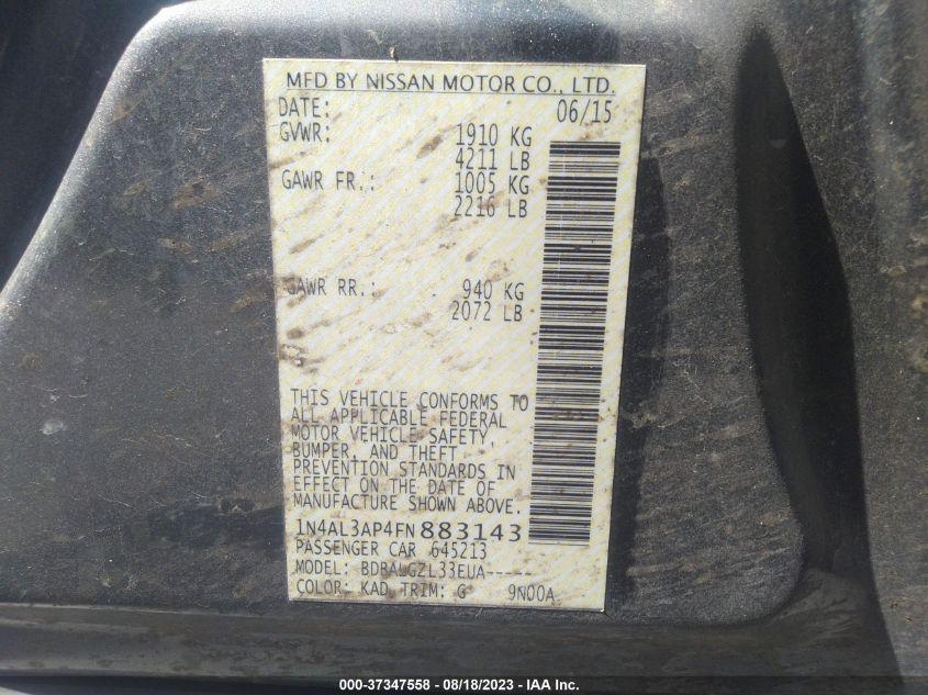 Photo 8 VIN: 1N4AL3AP4FN883143 - NISSAN ALTIMA 