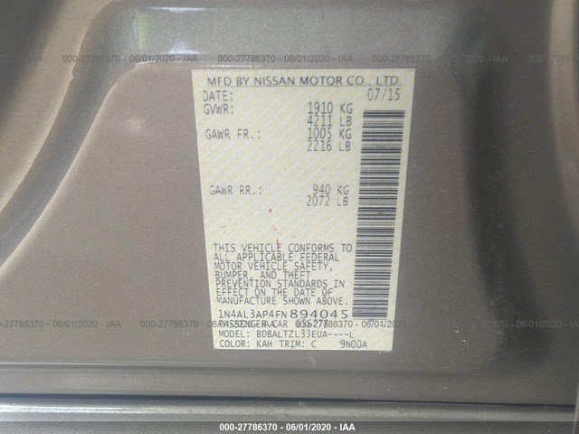 Photo 8 VIN: 1N4AL3AP4FN894045 - NISSAN ALTIMA 