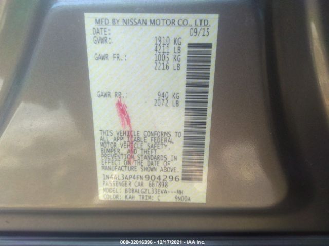 Photo 8 VIN: 1N4AL3AP4FN904296 - NISSAN ALTIMA 