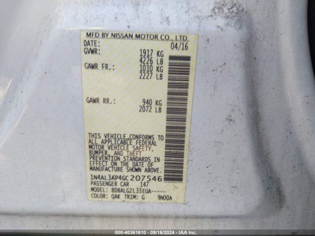 Photo 8 VIN: 1N4AL3AP4GC207546 - NISSAN ALTIMA 