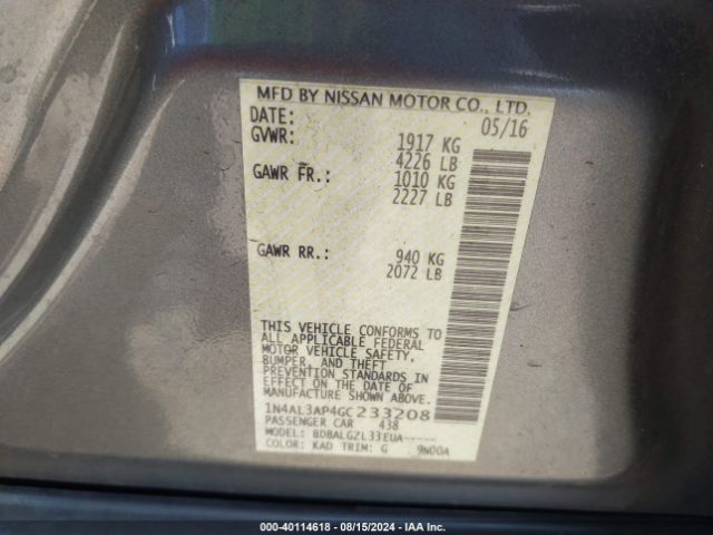 Photo 8 VIN: 1N4AL3AP4GC233208 - NISSAN ALTIMA 