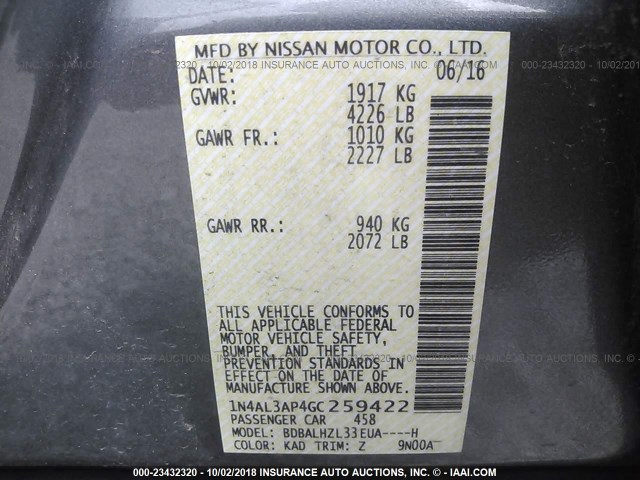 Photo 8 VIN: 1N4AL3AP4GC259422 - NISSAN ALTIMA 